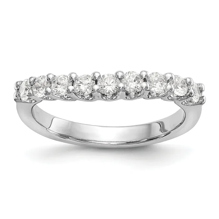 Goldia Rings 090ct CZ Solid Real 14K White Gold 9Stone Wedding Band Ring