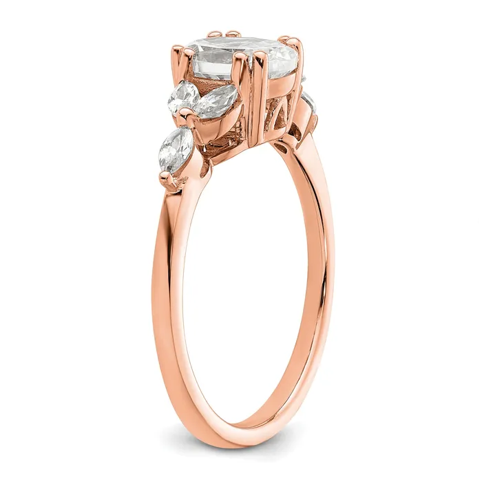 Goldia Rings 100ct CZ Solid Real 14k White Polish 1ct Oval Engagement Dia Ring