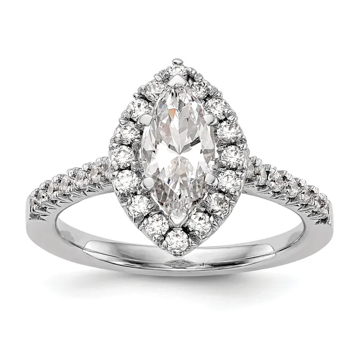 Goldia Rings 125ct CZ Solid Real 14K White Gold Marquise Halo Engagement Ring Goldia Rings 125ct CZ Solid Real 14K White Gold Marquise Halo Engagement Ring