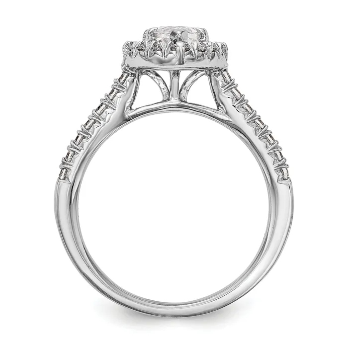 Goldia Rings 125ct CZ Solid Real 14K White Gold Marquise Halo Engagement Ring