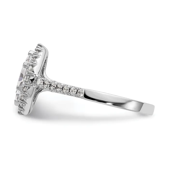 Goldia Rings 125ct CZ Solid Real 14K White Gold Marquise Halo Engagement Ring