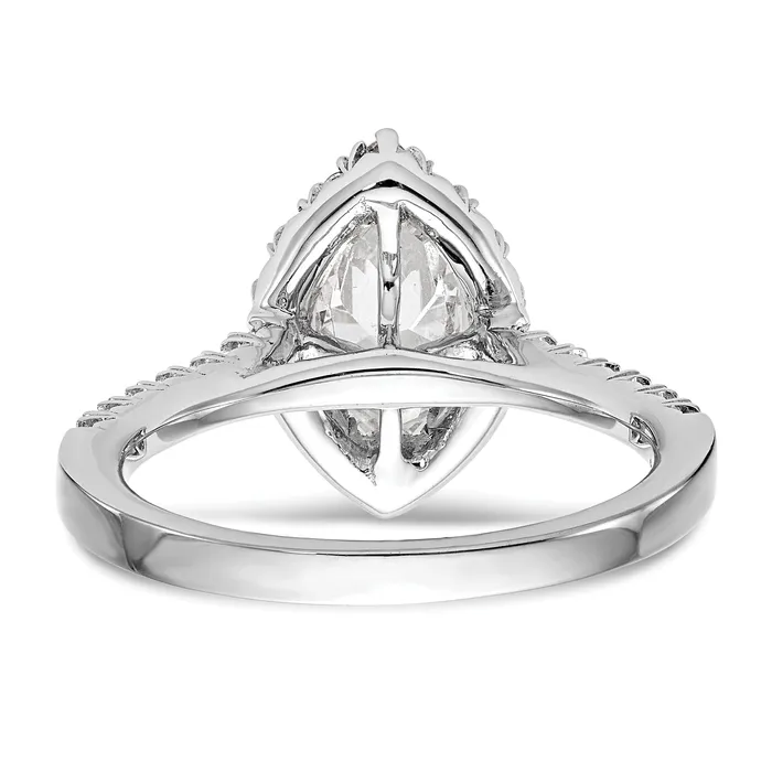 Goldia Rings 125ct CZ Solid Real 14K White Gold Marquise Halo Engagement Ring