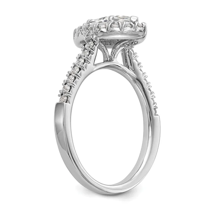 Goldia Rings 125ct CZ Solid Real 14K White Gold Marquise Halo Engagement Ring