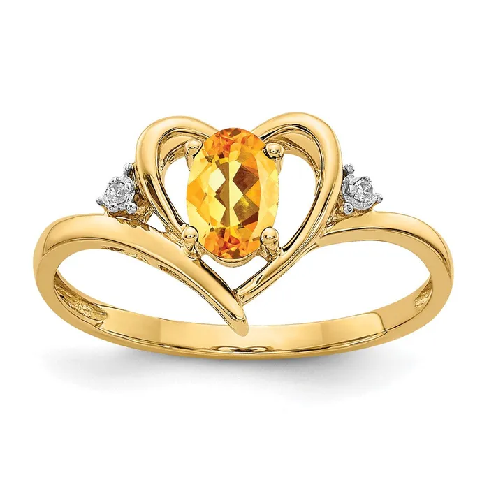 Goldia Rings 10K Yellow Gold Real Diamond u0026 Citrine Ring
