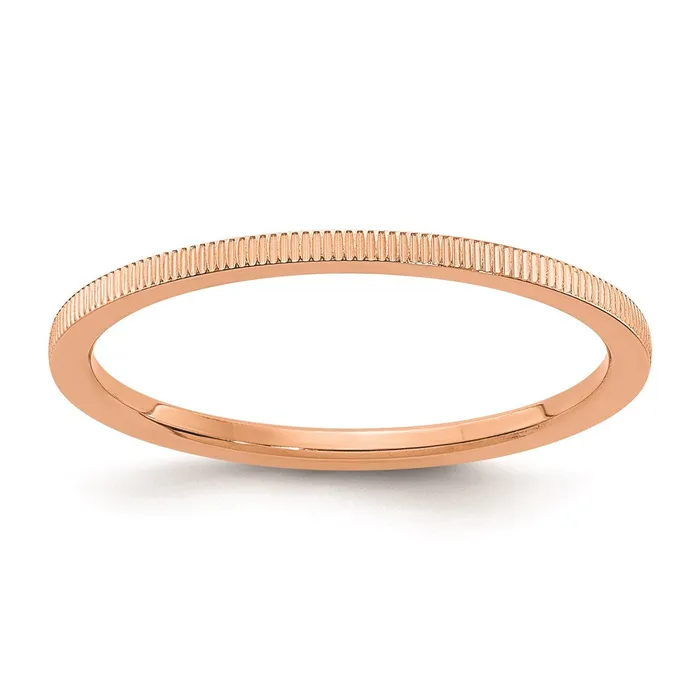Goldia Rings 14K Rose Gold 12mm Line Pattern Stackable Band