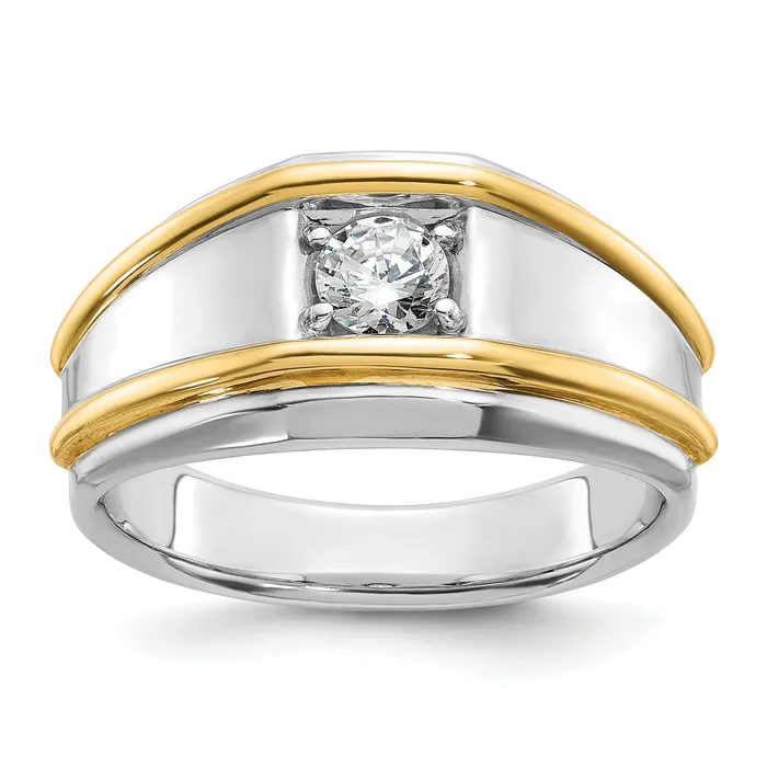 Goldia Rings 14k Twotone Two Tone 12 Ct Lab Grown Diamond VSSI G Polished Mens Ring Goldia Rings 14k Twotone Two Tone 12 Ct Lab Grown Diamond VSSI G Polished Mens Ring
