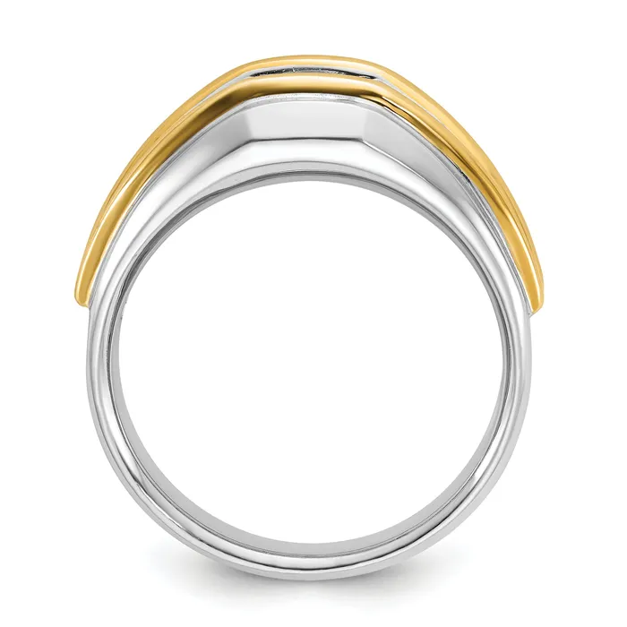 Goldia Rings 14k Twotone Two Tone 12 Ct Lab Grown Diamond VSSI G Polished Mens Ring
