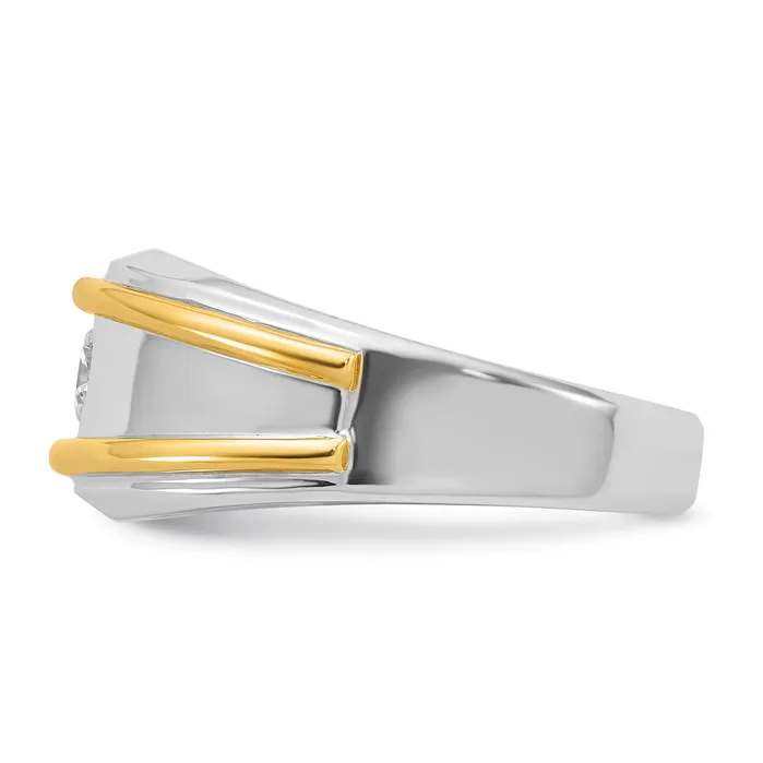 Goldia Rings 14k Twotone Two Tone 12 Ct Lab Grown Diamond VSSI G Polished Mens Ring