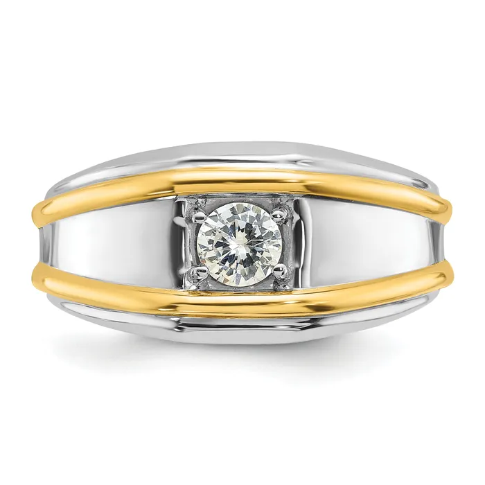 Goldia Rings 14k Twotone Two Tone 12 Ct Lab Grown Diamond VSSI G Polished Mens Ring