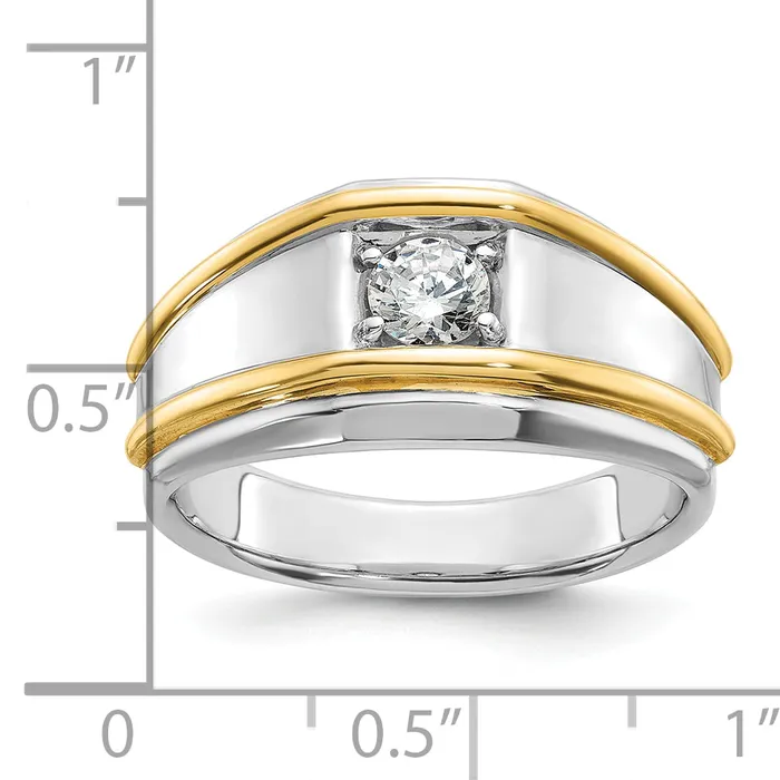 Goldia Rings 14k Twotone Two Tone 12 Ct Lab Grown Diamond VSSI G Polished Mens Ring