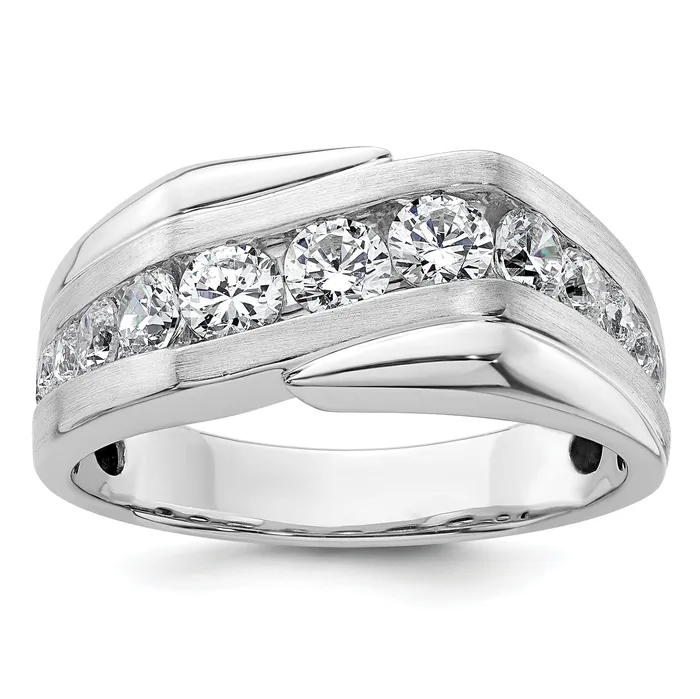 Goldia Rings 14k White Gold 1 38 Ct Lab Grown Diamond VSSI G Satin Mens Ring Goldia Rings 14k White Gold 1 38 Ct Lab Grown Diamond VSSI G Satin Mens Ring