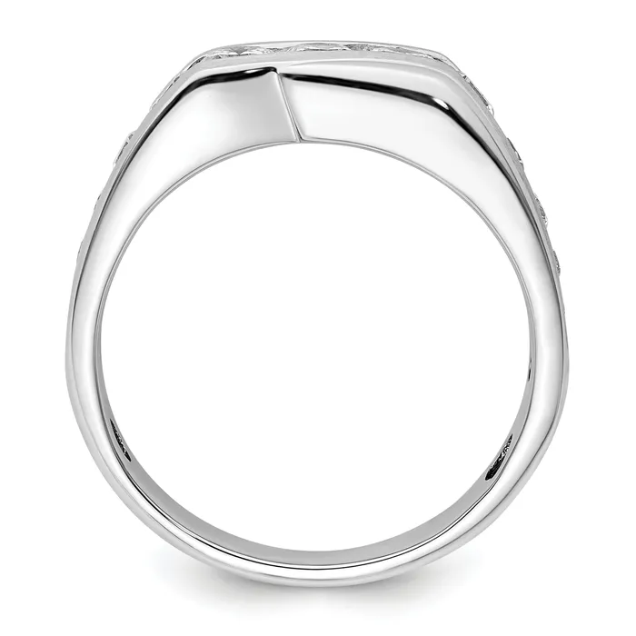 Goldia Rings 14k White Gold 1 38 Ct Lab Grown Diamond VSSI G Satin Mens Ring
