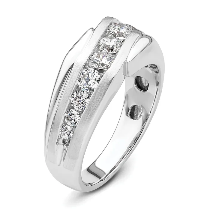 Goldia Rings 14k White Gold 1 38 Ct Lab Grown Diamond VSSI G Satin Mens Ring