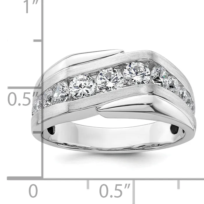Goldia Rings 14k White Gold 1 38 Ct Lab Grown Diamond VSSI G Satin Mens Ring