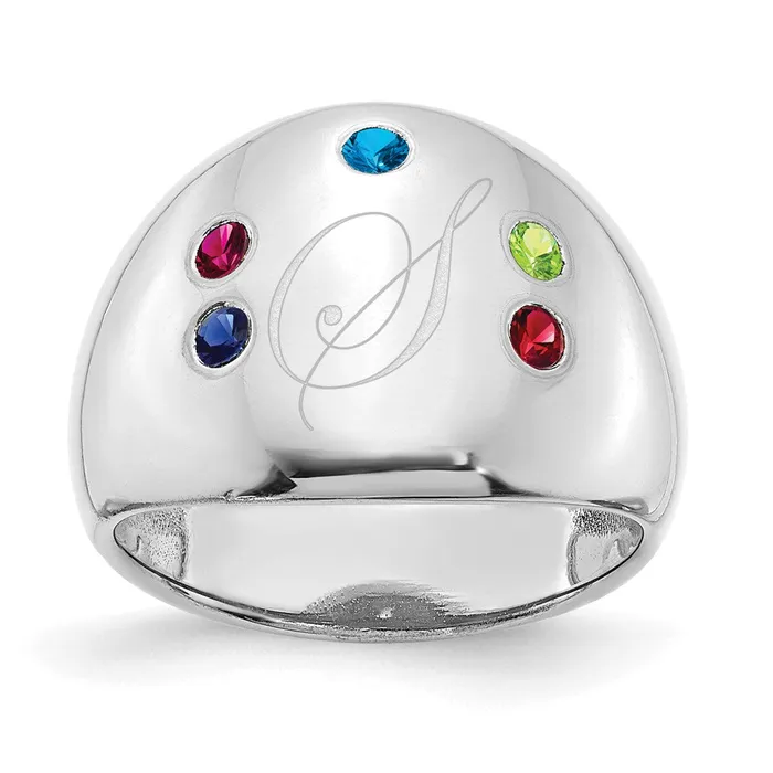 Goldia Rings 14K White Gold 5 Birthstone Personalized Cigar Ring