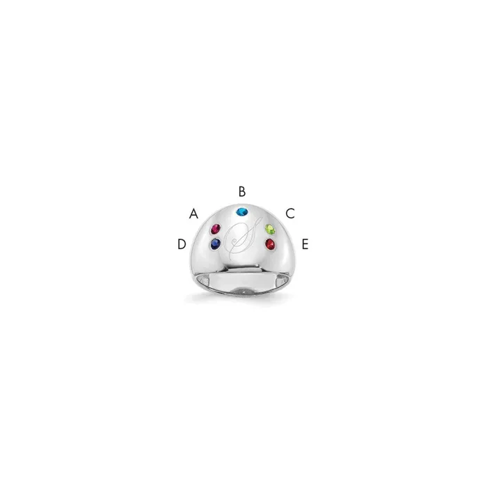 Goldia Rings 14K White Gold 5 Birthstone Personalized Cigar Ring
