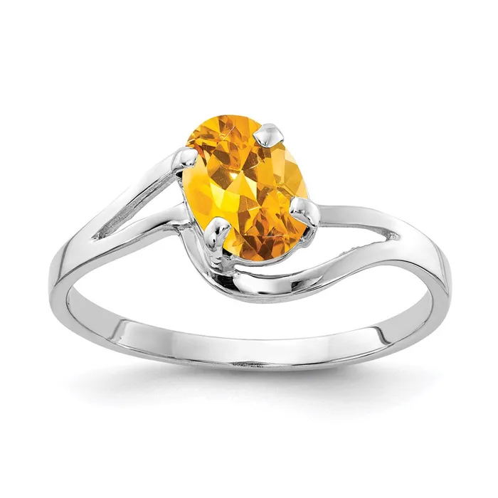 Goldia Rings 14k White Gold 7x5mm Oval Citrine ring