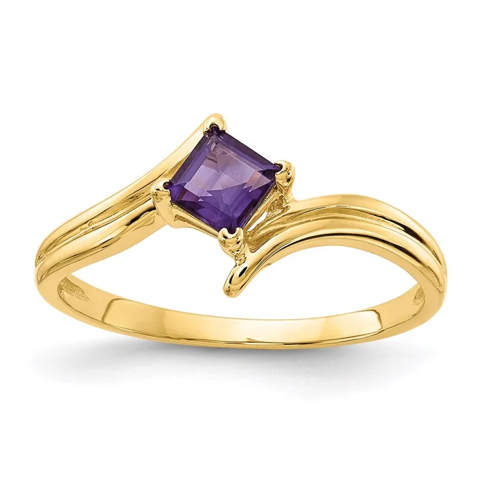 Goldia Rings 14K Yellow Gold 4mm Princess Cut Amethyst ring