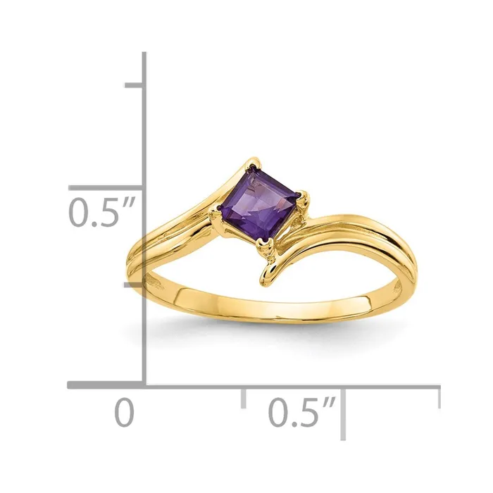 Goldia Rings 14K Yellow Gold 4mm Princess Cut Amethyst ring