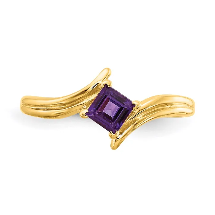 Goldia Rings 14K Yellow Gold 4mm Princess Cut Amethyst ring