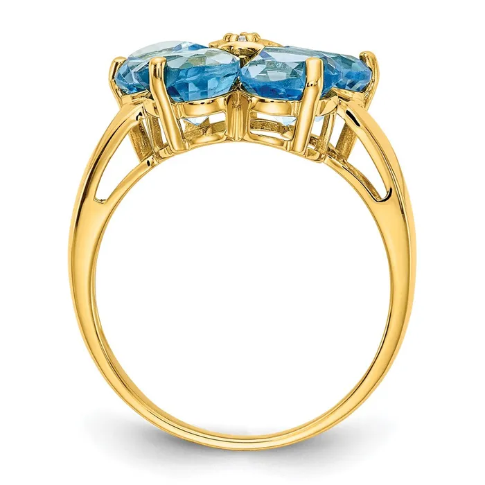 Goldia Rings 14k Yellow Gold 6mm Heart Blue Topaz AA Diamond ring