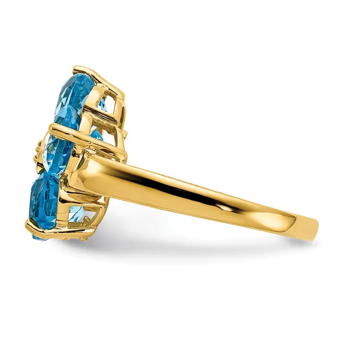 Goldia Rings 14k Yellow Gold 6mm Heart Blue Topaz AA Diamond ring