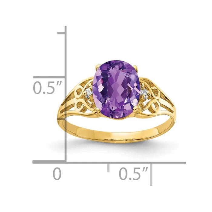 Goldia Rings 14K Yellow Gold Amethyst Real Diamond ring