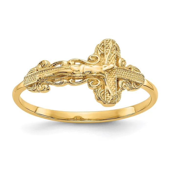 Goldia Rings 14K Yellow Gold DiamondCut Crucifix Ring