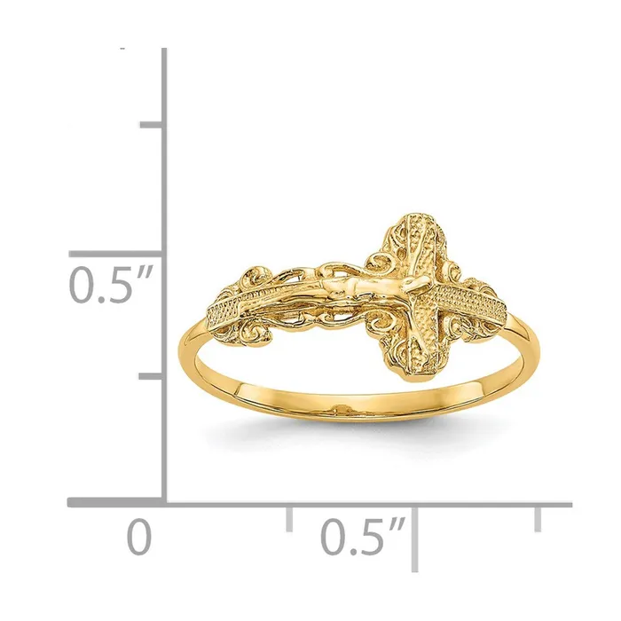 Goldia Rings 14K Yellow Gold DiamondCut Crucifix Ring