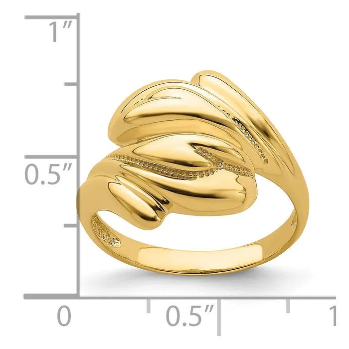 Goldia Rings 14K Yellow Gold Polished Beaded Swirl Crossover Ring