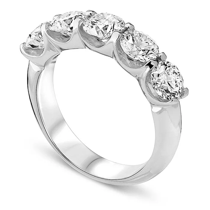 Goldia Rings 25 CT TW Natural Diamond Bold Five Stone Anniversary Band in Solid 14K White Gold Goldia Rings 25 CT TW Natural Diamond Bold Five Stone Anniversary Band in Solid 14K White Gold