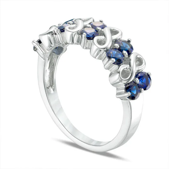 Goldia Rings 30mm LabCreated Blue Sapphire Double Row Infinity Ring in Sterling Silver Goldia Rings 30mm LabCreated Blue Sapphire Double Row Infinity Ring in Sterling Silver