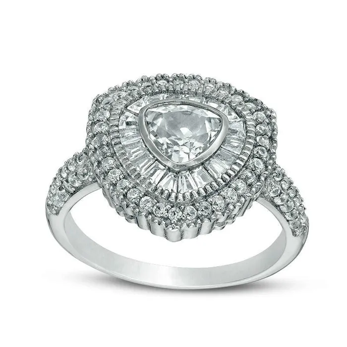 Goldia Rings 60mm TrillionCut LabCreated White Sapphire Double Frame Ring in Sterling Silver Goldia Rings 60mm TrillionCut LabCreated White Sapphire Double Frame Ring in Sterling Silver