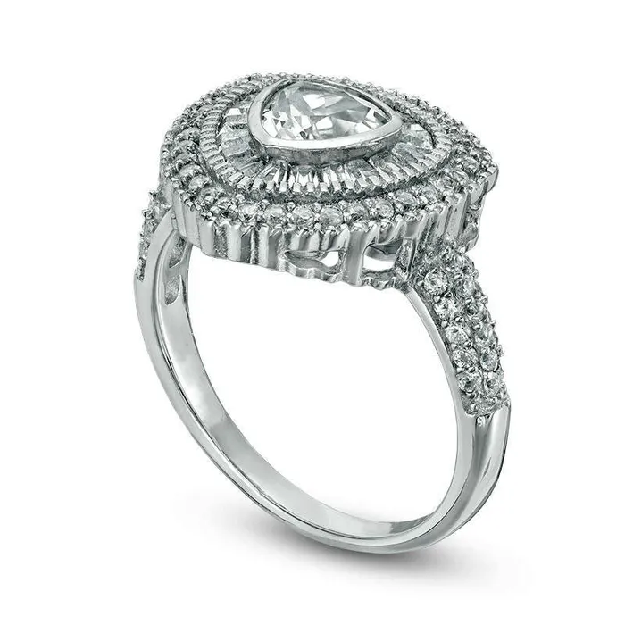 Goldia Rings 60mm TrillionCut LabCreated White Sapphire Double Frame Ring in Sterling Silver Goldia Rings 60mm TrillionCut LabCreated White Sapphire Double Frame Ring in Sterling Silver