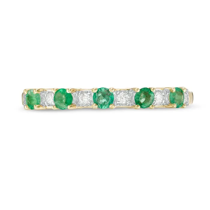 Goldia Rings Alternating Emerald and 007 CT TW Natural Diamond Five Stone Band in Solid 10K Yellow Gold Goldia Rings Alternating Emerald and 007 CT TW Natural Diamond Five Stone Band in Solid 10K Yellow Gold