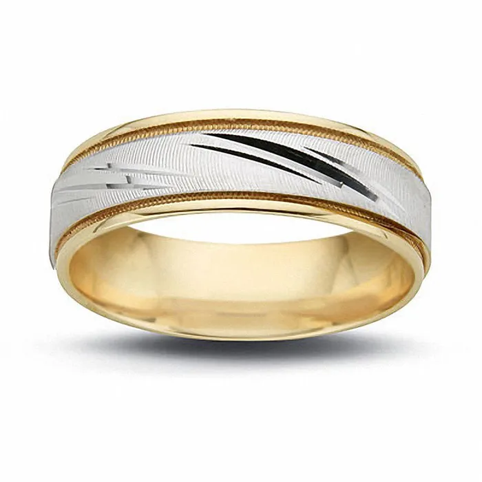 Goldia Rings Mens 65mm Diagonal Flash Wedding Band in Solid 14K TwoGold Goldia Rings Mens 65mm Diagonal Flash Wedding Band in Solid 14K TwoGold