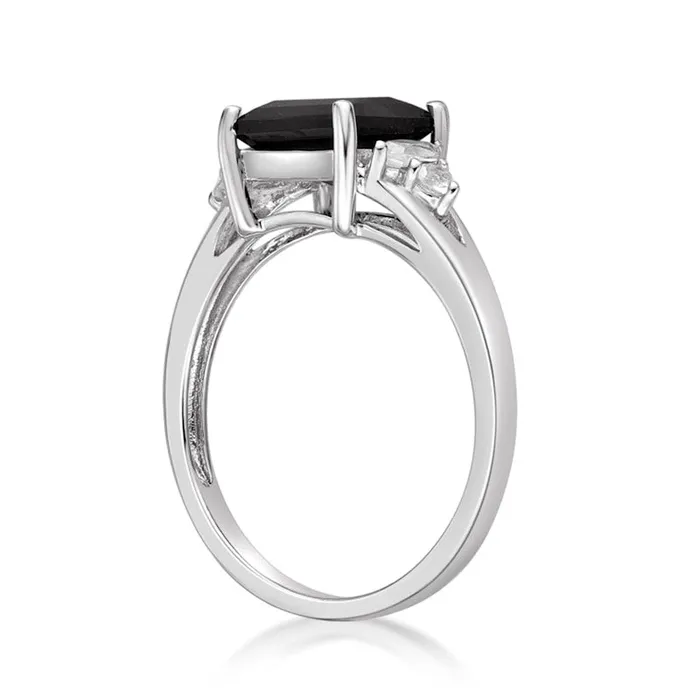 Goldia Rings PrincessCut Onyx and MultiShape White Topaz Ring in Sterling Silver Goldia Rings PrincessCut Onyx and MultiShape White Topaz Ring in Sterling Silver