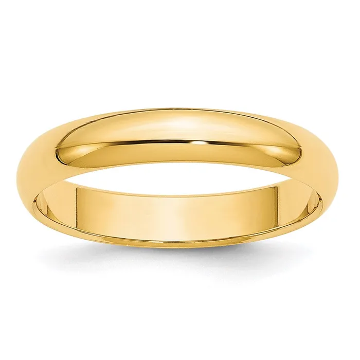 Goldia Rings Solid 10K Yellow Gold 4mm HalfRound Wedding MensWomens Wedding Band Ring Size 8