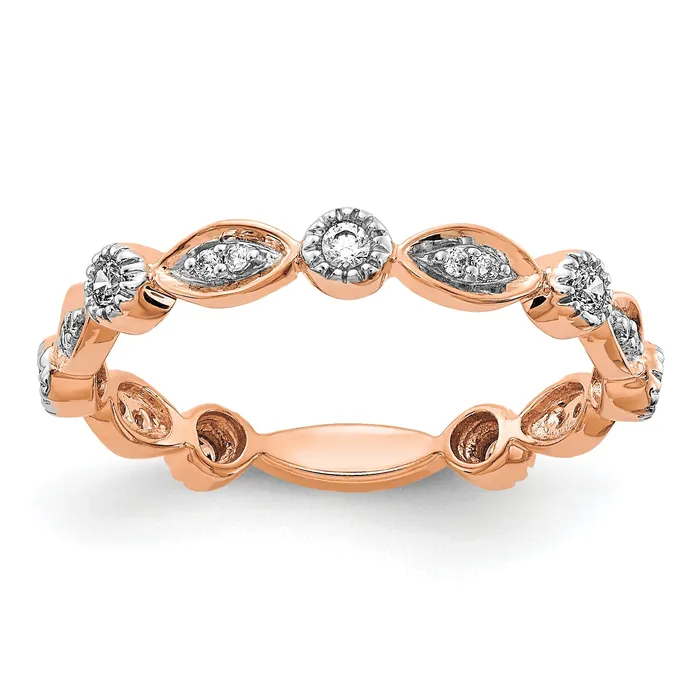 Goldia Rings Solid 14k Rose Gold Simulated CZ Fancy Band