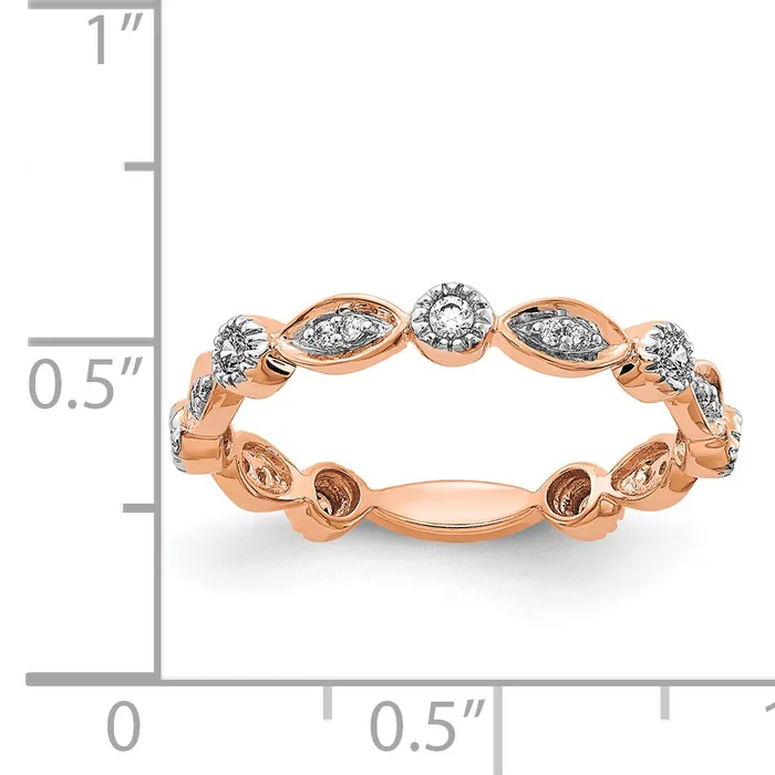 Goldia Rings Solid 14k Rose Gold Simulated CZ Fancy Band