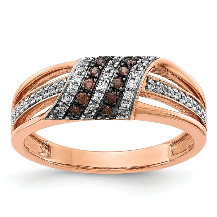 Goldia Rings Solid 14k Rose Gold White and Champagne Simulated CZ Ring Goldia Rings Solid 14k Rose Gold White and Champagne Simulated CZ Ring