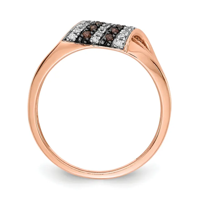 Goldia Rings Solid 14k Rose Gold White and Champagne Simulated CZ Ring