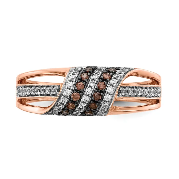 Goldia Rings Solid 14k Rose Gold White and Champagne Simulated CZ Ring