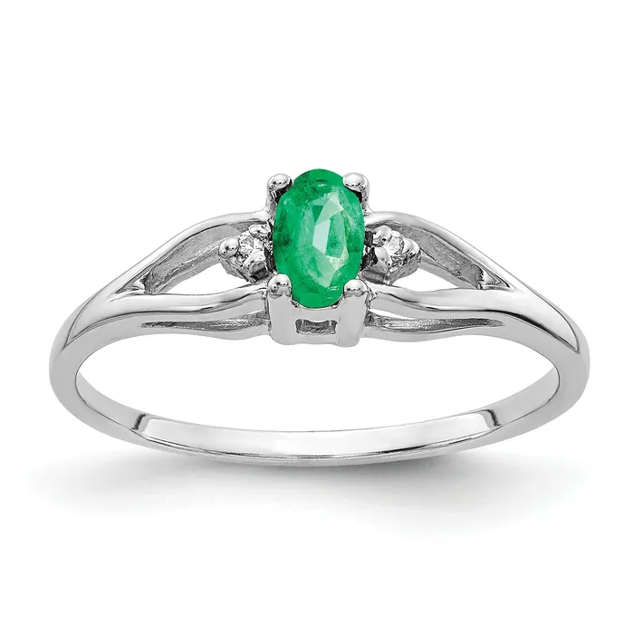 Goldia Rings Solid 14k White Gold 5x3mm Oval Simulated Emerald AAA CZ Ring Goldia Rings Solid 14k White Gold 5x3mm Oval Simulated Emerald AAA CZ Ring