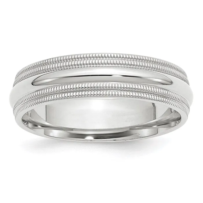Goldia Rings Solid 14K White Gold 6mm Double Milgrain Comfort Fit MensWomens Wedding Band Ring Size 85 Goldia Rings Solid 14K White Gold 6mm Double Milgrain Comfort Fit MensWomens Wedding Band Ring Size 85
