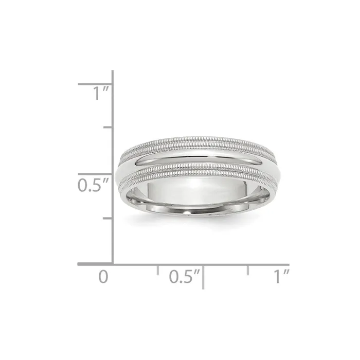 Goldia Rings Solid 14K White Gold 6mm Double Milgrain Comfort Fit MensWomens Wedding Band Ring Size 85 Goldia Rings Solid 14K White Gold 6mm Double Milgrain Comfort Fit MensWomens Wedding Band Ring Size 85