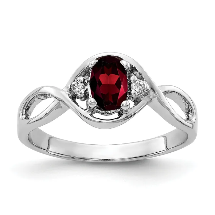 Goldia Rings Solid 14k White Gold 6x4mm Oval Simulated Garnet AA CZ Ring