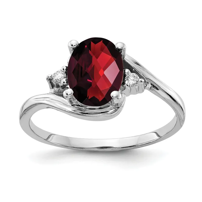 Goldia Rings Solid 14k White Gold 8x6mm Oval Simulated Garnet AA CZ Ring Goldia Rings Solid 14k White Gold 8x6mm Oval Simulated Garnet AA CZ Ring