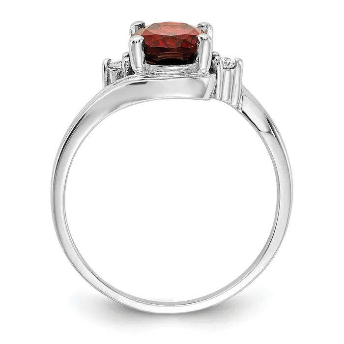 Goldia Rings Solid 14k White Gold 8x6mm Oval Simulated Garnet AA CZ Ring