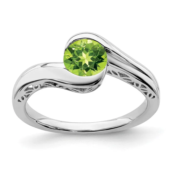Goldia Rings Solid 14k White Gold Simulated Peridot Bypass Ring